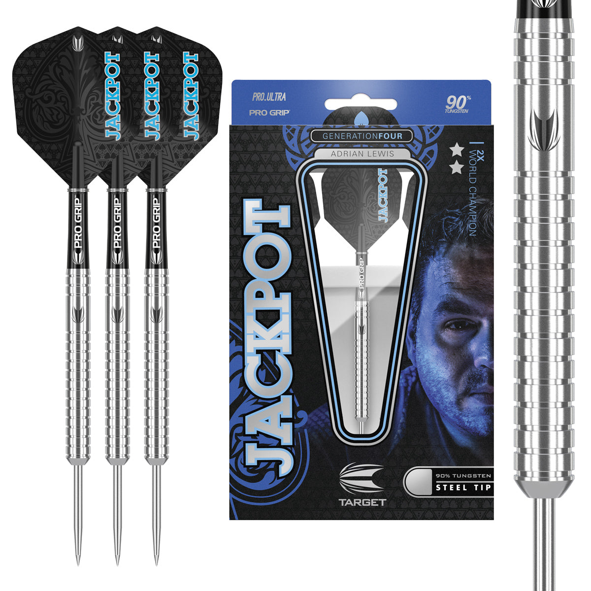 Adrian Lewis G4 90% Tungsten Steel Tip Darts By Target