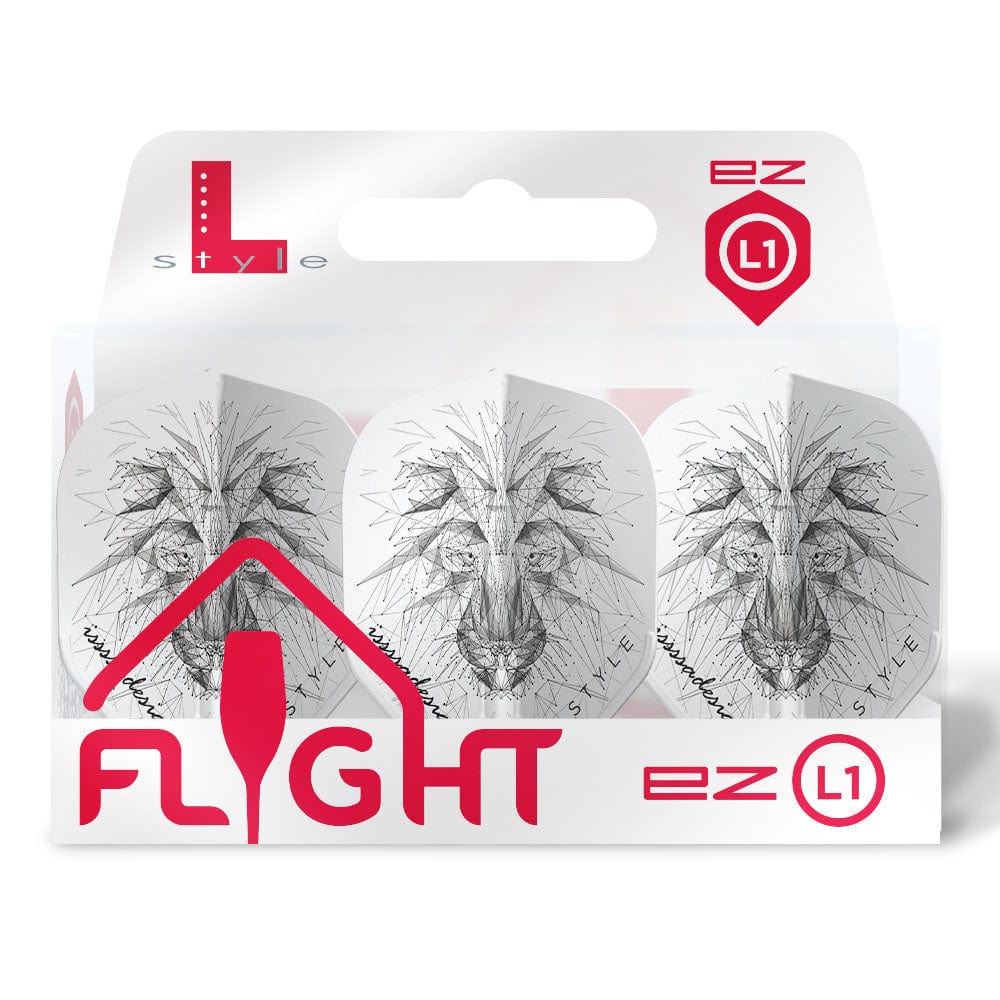 L-Style Ez Dart Flights - Integrated Shaft Cap - L1Ez - Dominik Grüllich - White
