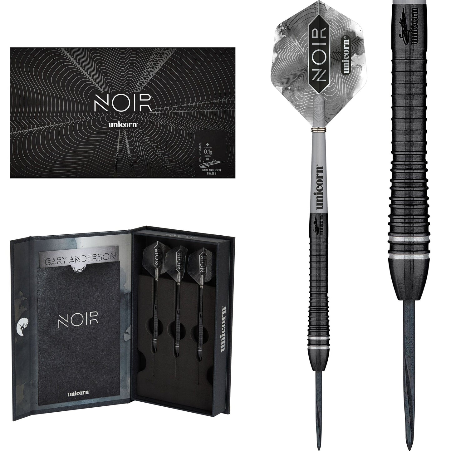 Unicorn Gary Anderson Darts - Steel Tip - The Flying Scotsman - Noir Organic - Phase 6