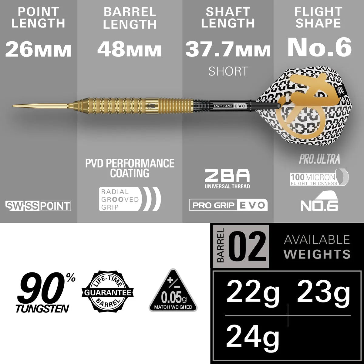 Target Bolide Envy 02 90% Tungsten Sp Steel Tip Darts