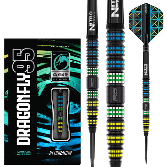 Dragonfly 95 Tapered 95% Tungsten Steel Tip Darts By Red Dragon