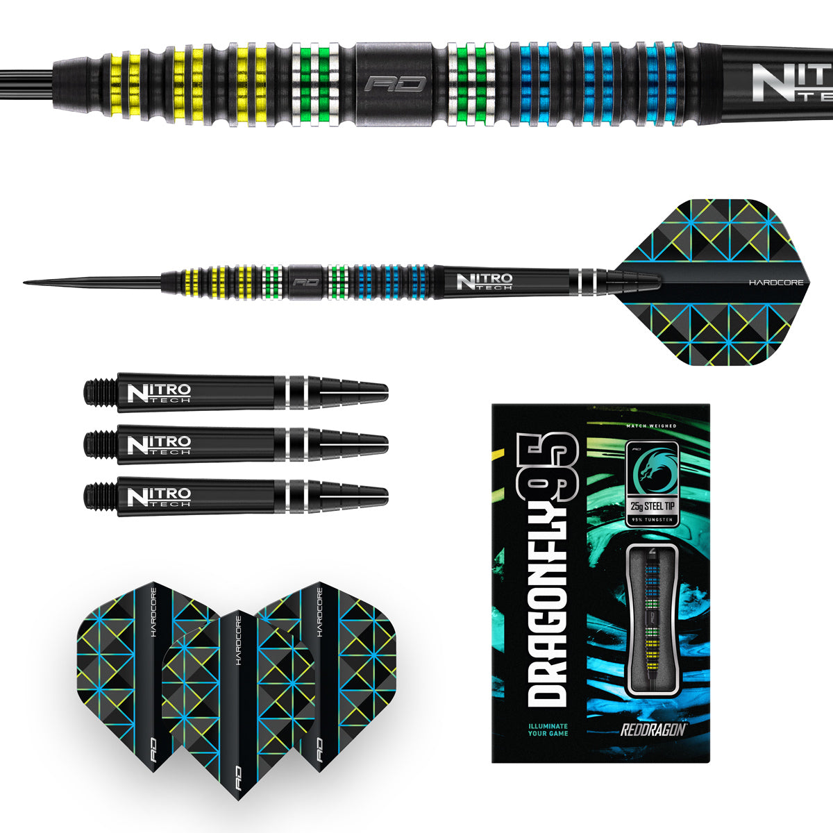 Dragonfly 95 Tapered 95% Tungsten Steel Tip Darts By Red Dragon