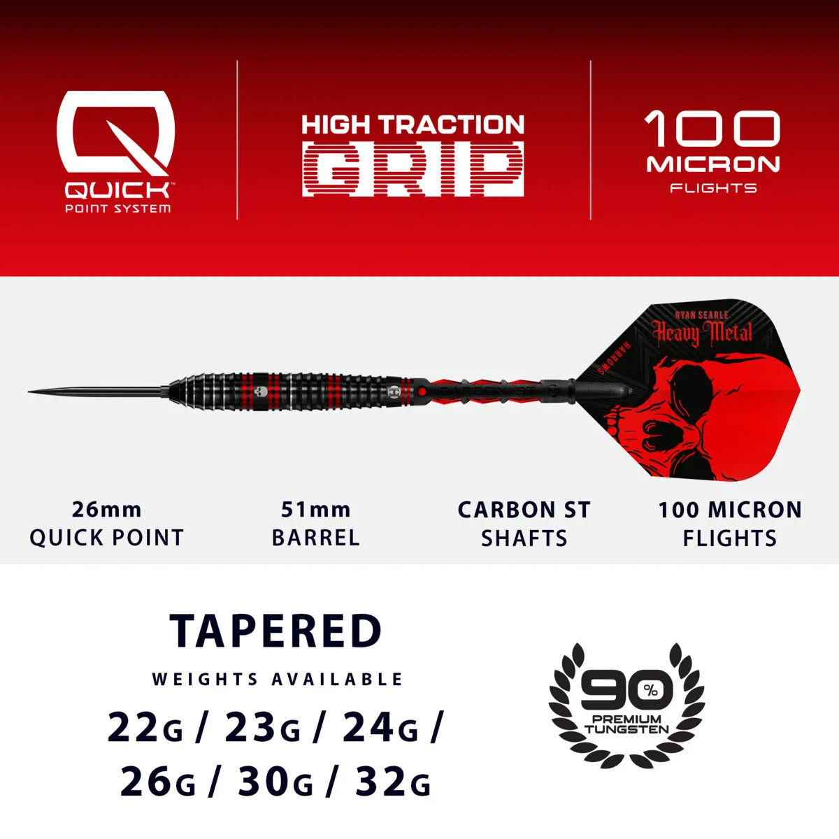 Harrows Ryan Searle QP 90% Tungsten Steel Tip Darts
