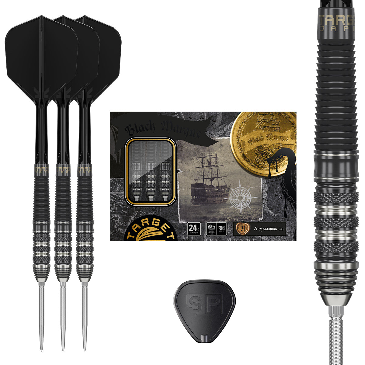 Black Marque Armageddon G2 90% Tungsten Sp Steel Tip Darts By Target Japan