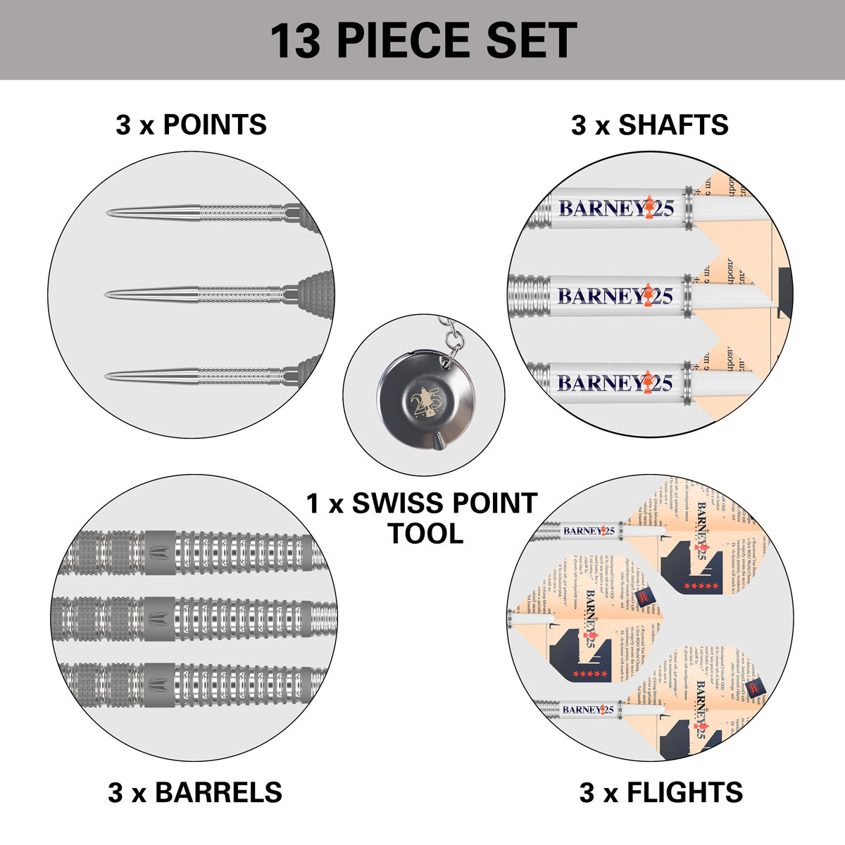 Barney 25 95% Tungsten Sp Steel Tip Darts By Target