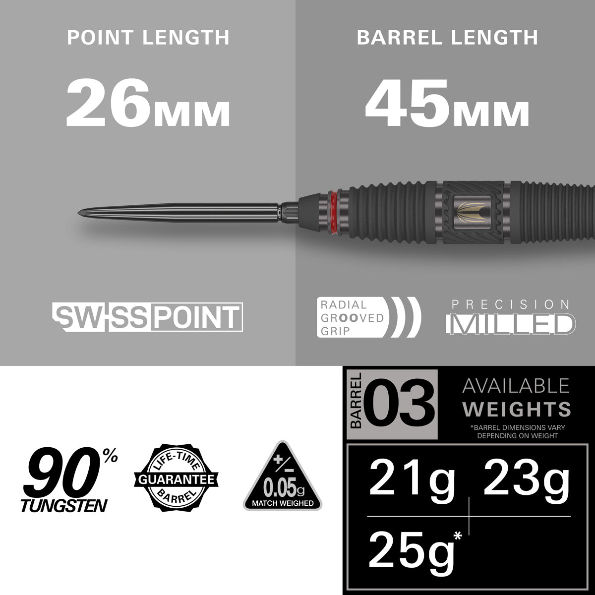 Scope 03 90% Tungsten Sp Steel Tip Darts By Target
