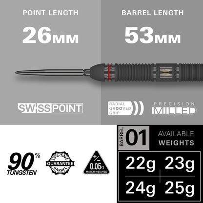 Scope 01 90% Tungsten Sp Steel Tip Darts By Target
