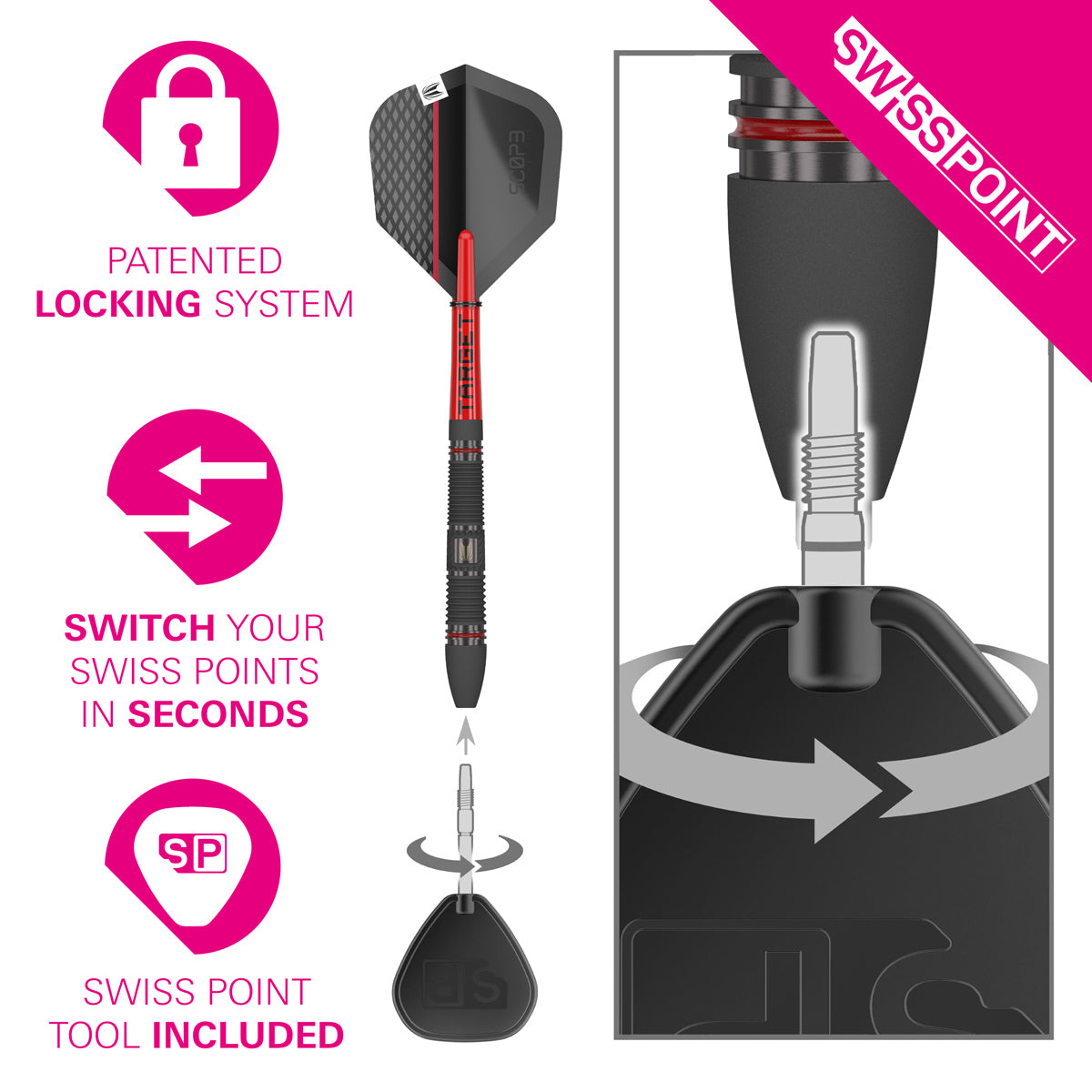 Scope 02 90% Tungsten Sp Steel Tip Darts By Target
