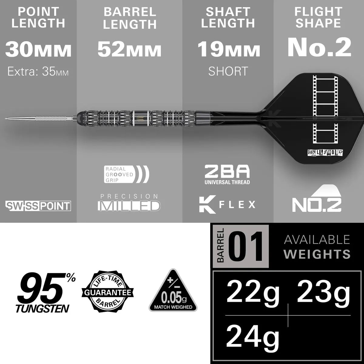 Target Chris Dobey 95K 95% Tungsten Sp Steel Tip Darts