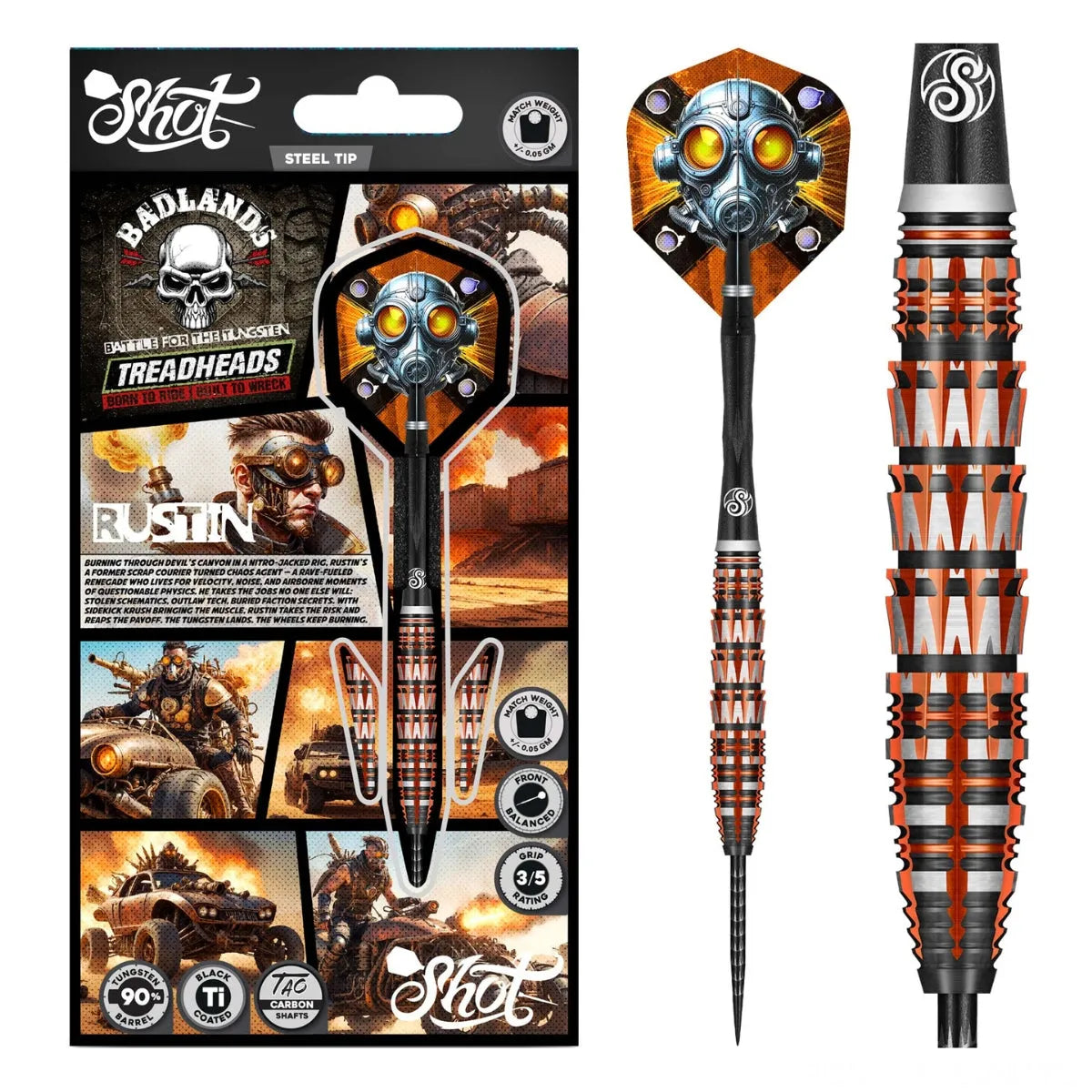 Shot Badlands Rustin 90% Tungsten Steel Tip Darts