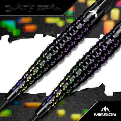 Mission Black Opal Darts - Steel Tip - 95% Tungsten - Black & Coral PVD