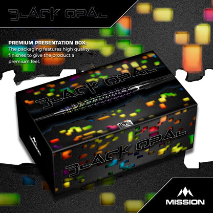 Mission Black Opal Darts - Steel Tip - 95% Tungsten - Black & Coral PVD