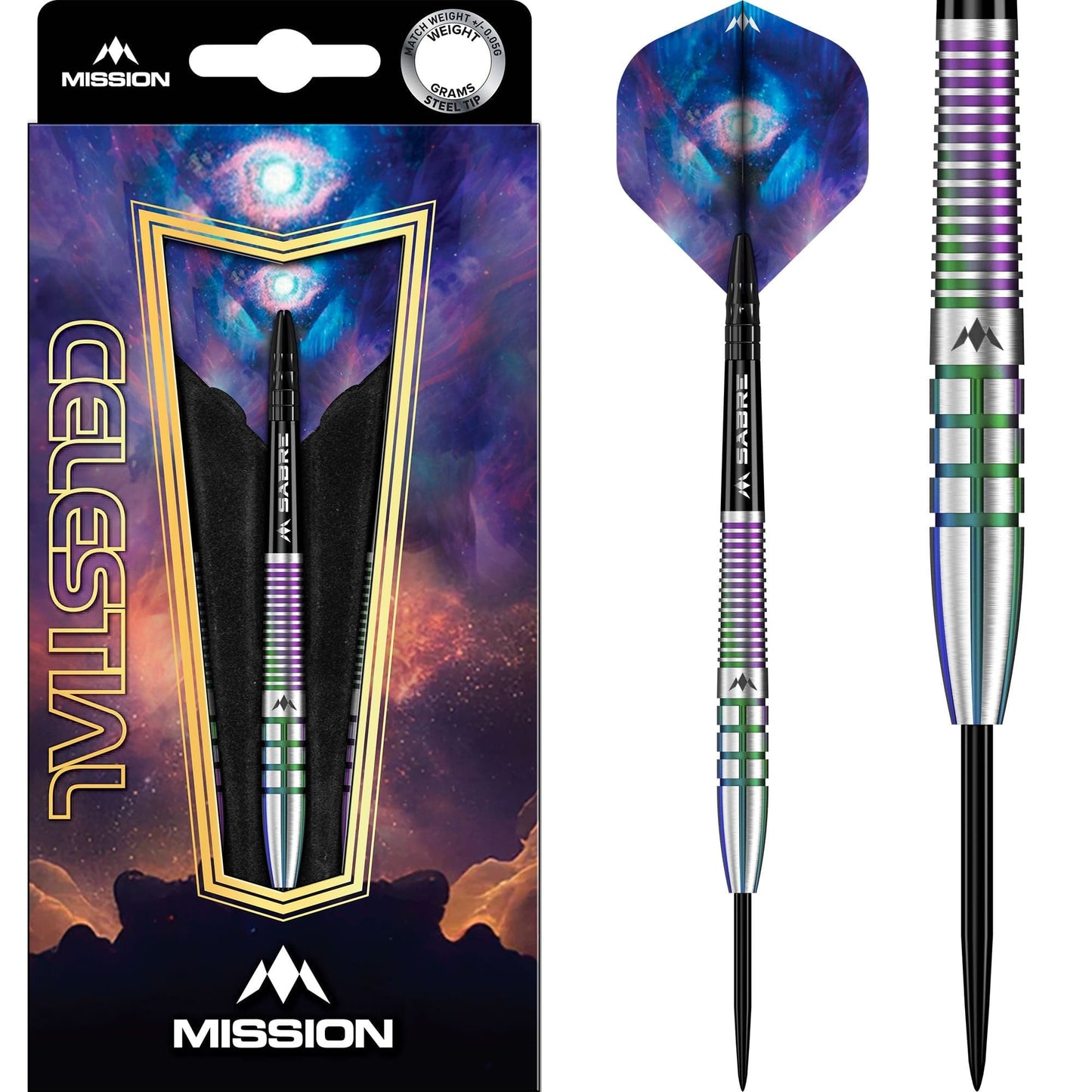 Mission Celestial Darts - Steel Tip - 95% Tungsten - Coral Pvd