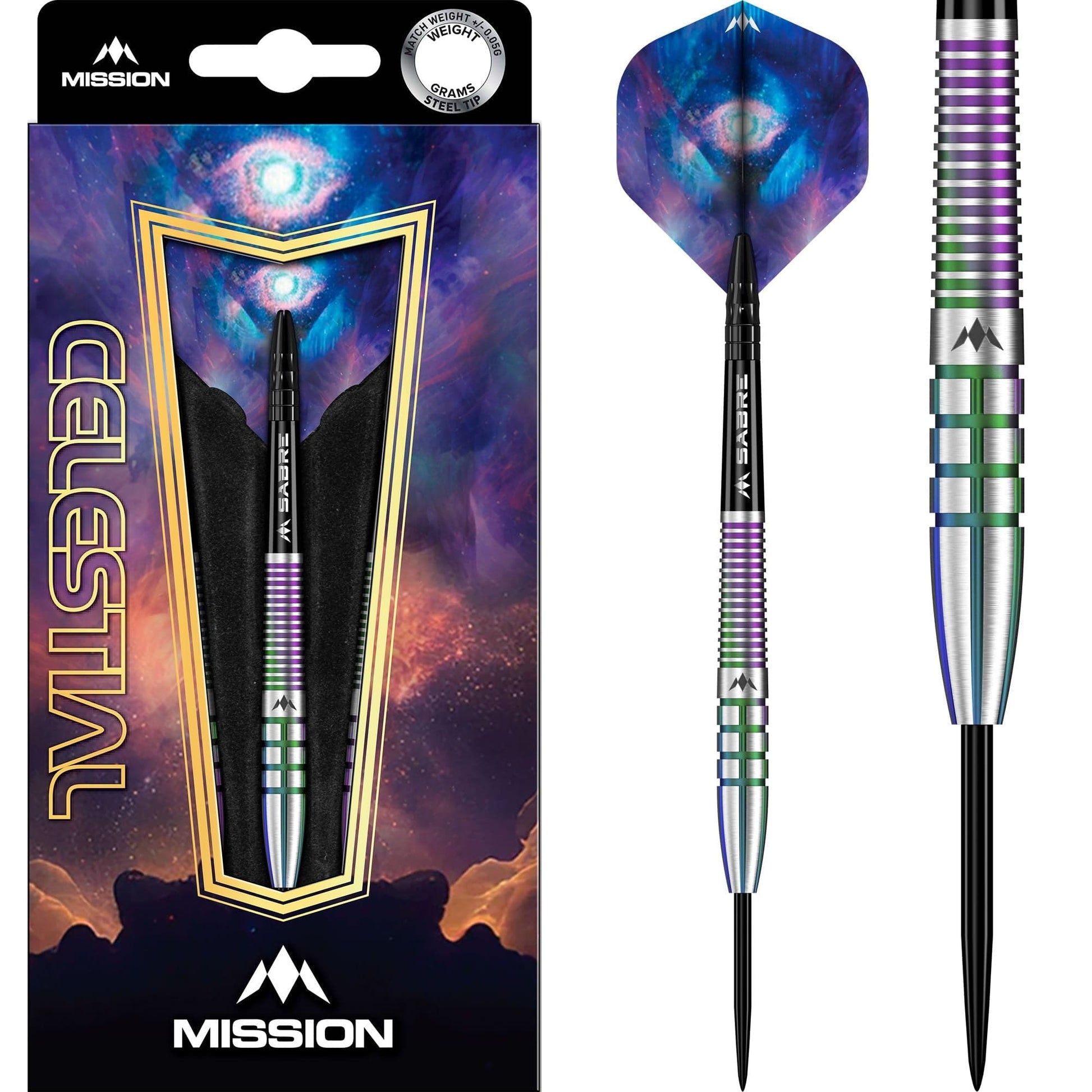 Mission Celestial Darts - Steel Tip - 95% Tungsten - Coral Pvd