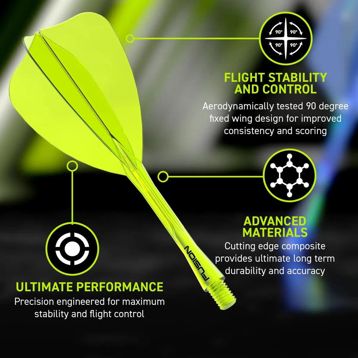 Winmau Fusion Arrow Integrated Flight & Shaft Black