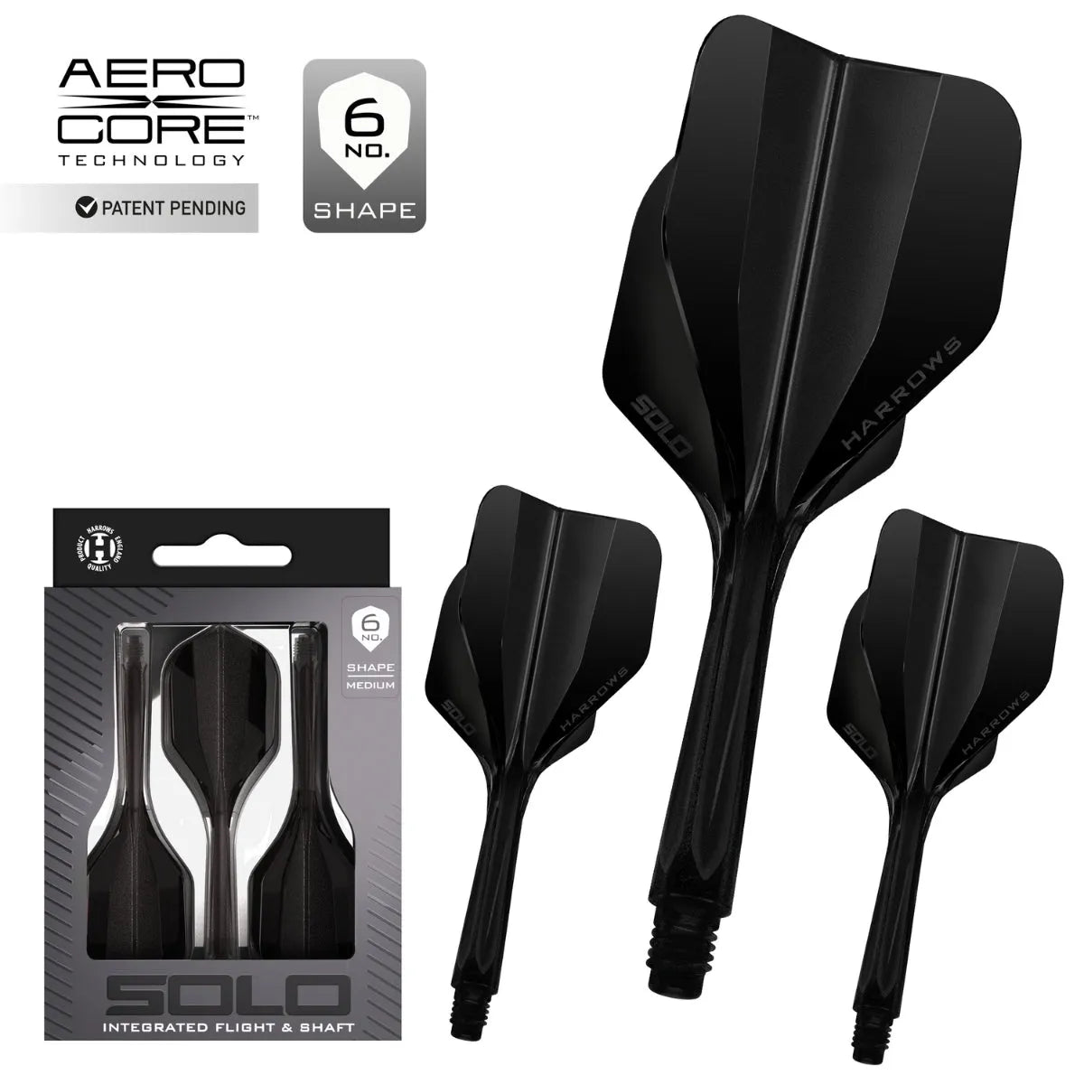Harrows Solo No6 Integrated Flights & Shafts Red Midi