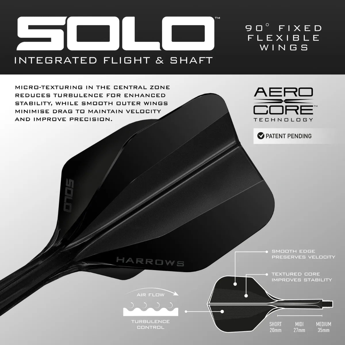 Harrows Solo No6 Integrated Flights & Shafts Red Midi