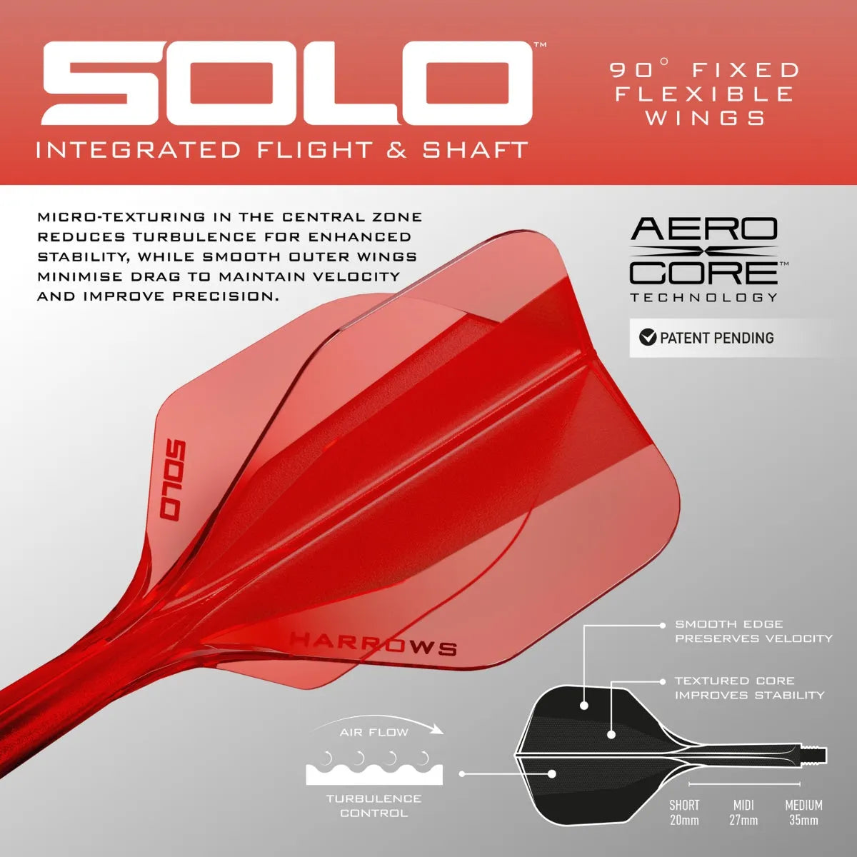 Harrows Solo No6 Integrated Flights & Shafts Red Midi
