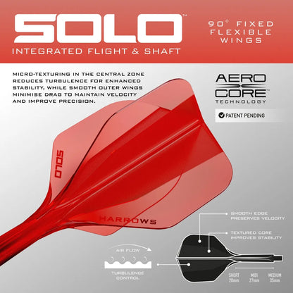 Harrows Solo No6 Integrated Flights & Shafts Red Midi