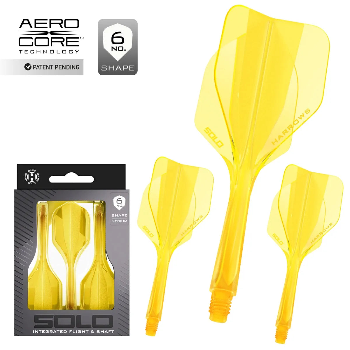 Harrows Solo No6 Integrated Flights & Shafts Yellow