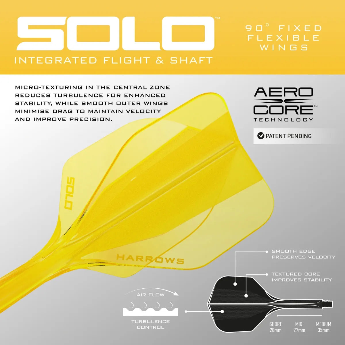 Harrows Solo No6 Integrated Flights & Shafts Yellow