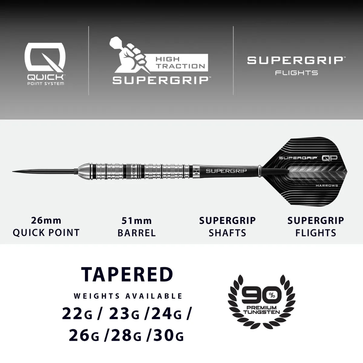 Harrows Supergrip Tapered stats and dimensions