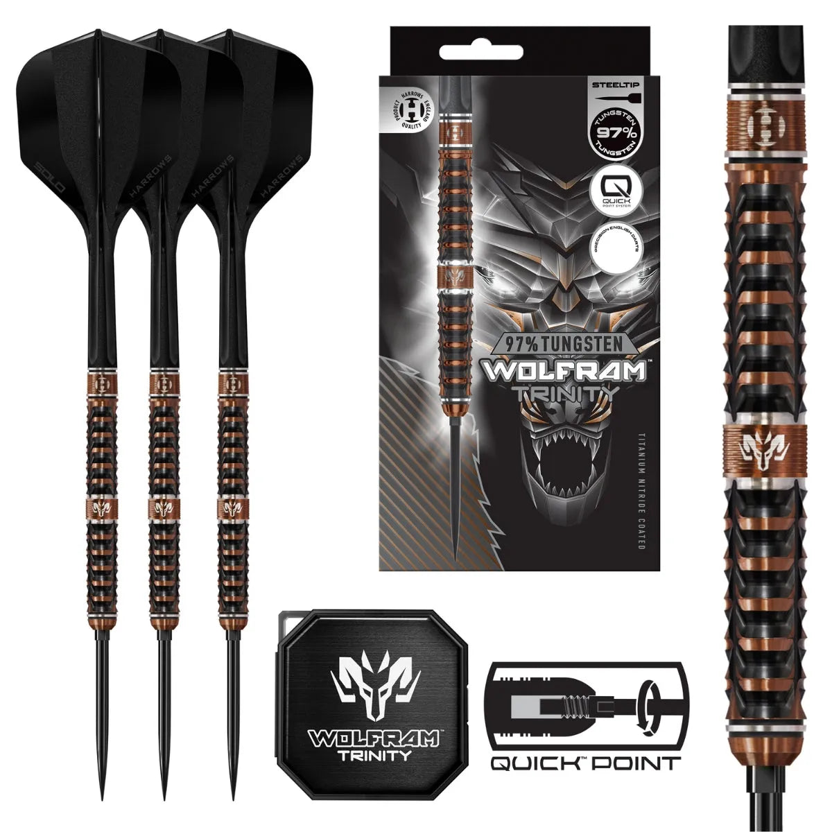 Harrows Wolfram Trinity 97% Tungsten Qp Steel Tip Darts