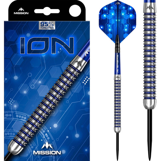 Mission Ion Darts Steel Tip - 95% Tungsten - Blue & Silver