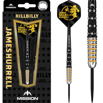 Mission James Hurrell Darts - Steel Tip - 95% Tungsten - V2 - Black Pvd & Yellow