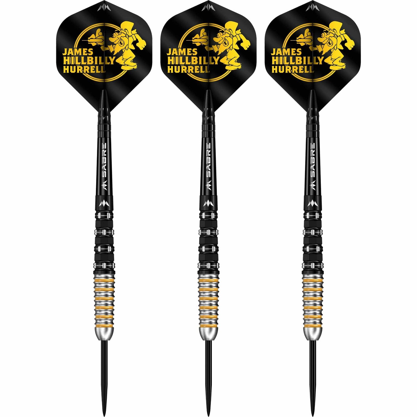 Mission James Hurrell Darts - Steel Tip - 95% Tungsten - V2 - Black Pvd & Yellow