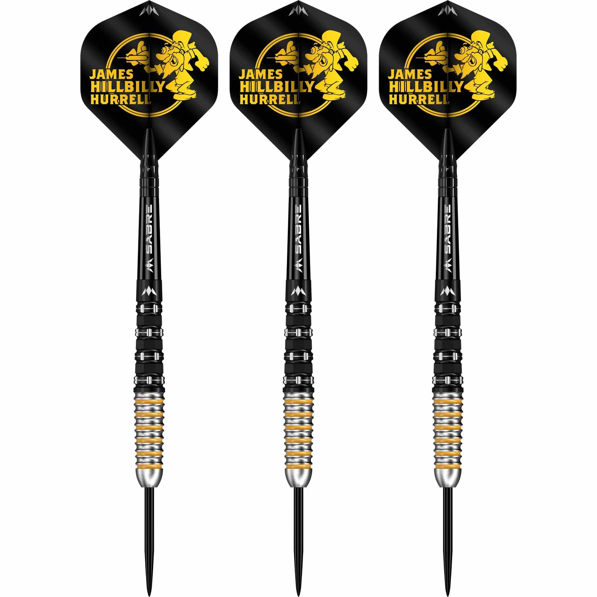 Mission James Hurrell Darts - Steel Tip - 95% Tungsten - V2 - Black Pvd & Yellow