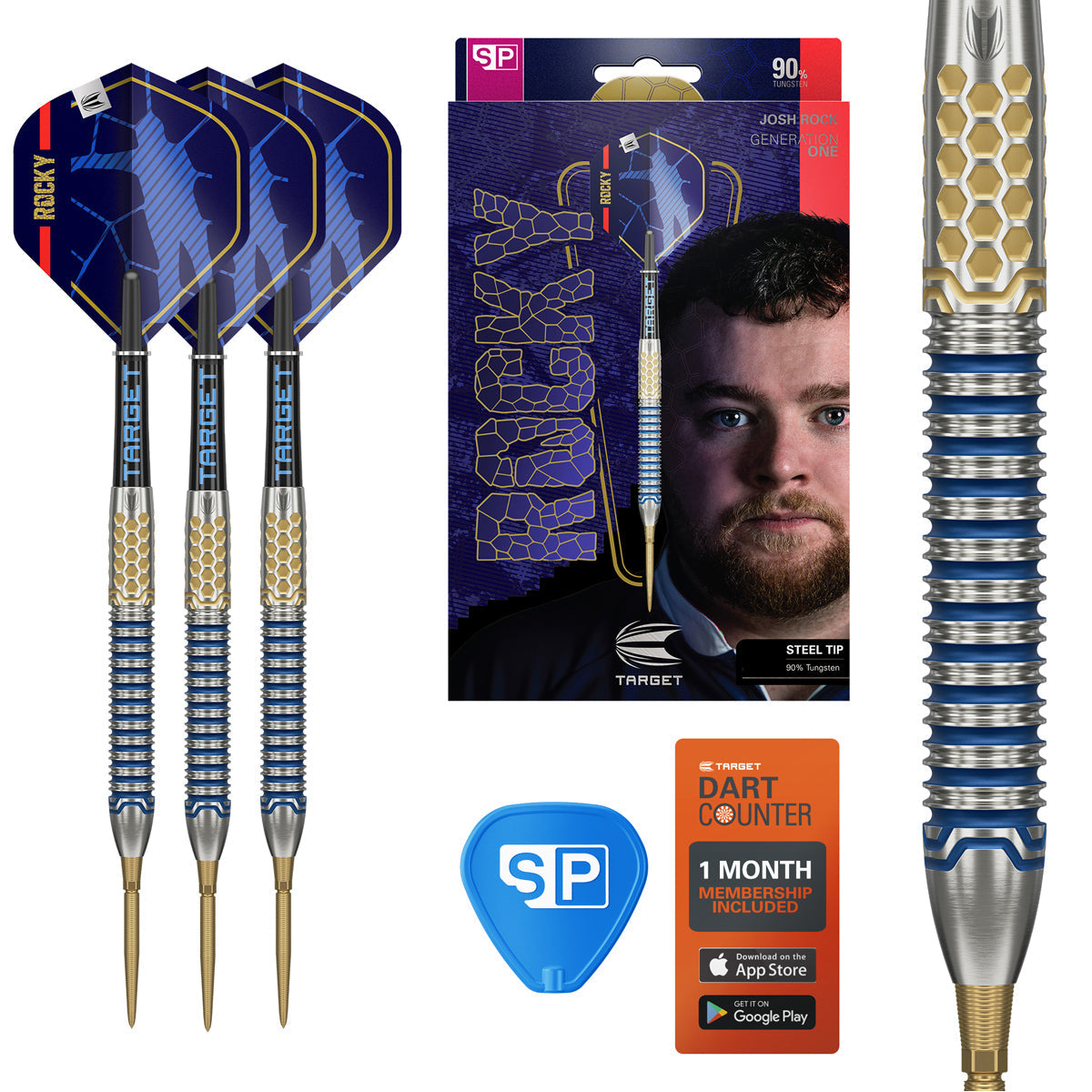 Josh Rock G1 90% Tungsten Sp Steel Tip Darts By Target