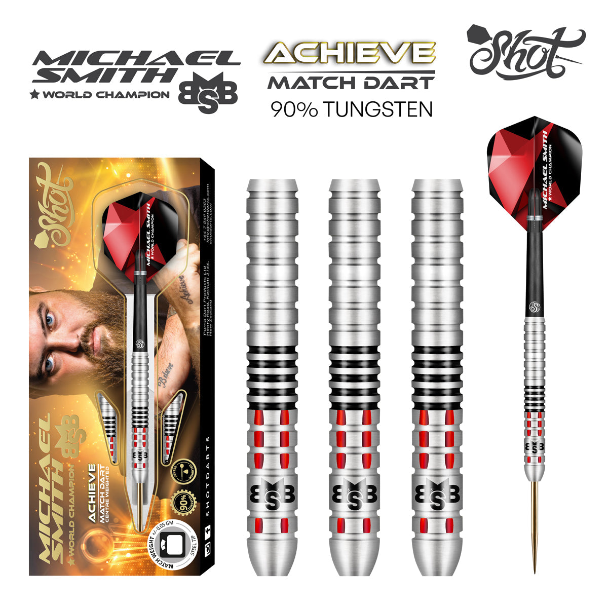 Michael Smith Achieve 90% Tungsten Steel Tip Darts By Shot