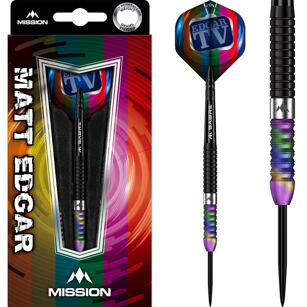 Mission Matthew Edgar Darts - Steel Tip - 90% Tungsten - Black & Coral Pvd