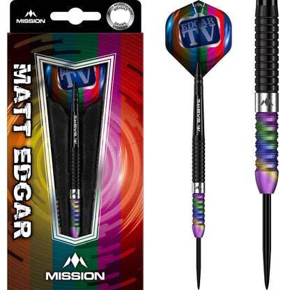 Mission Matthew Edgar Darts - Steel Tip - 90% Tungsten - Black & Coral Pvd