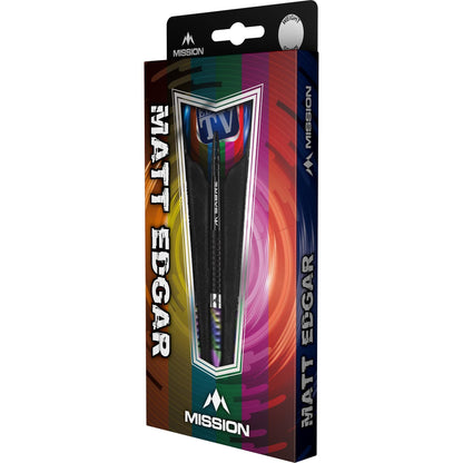 Mission Matthew Edgar Darts - Steel Tip - 90% Tungsten - Black & Coral Pvd