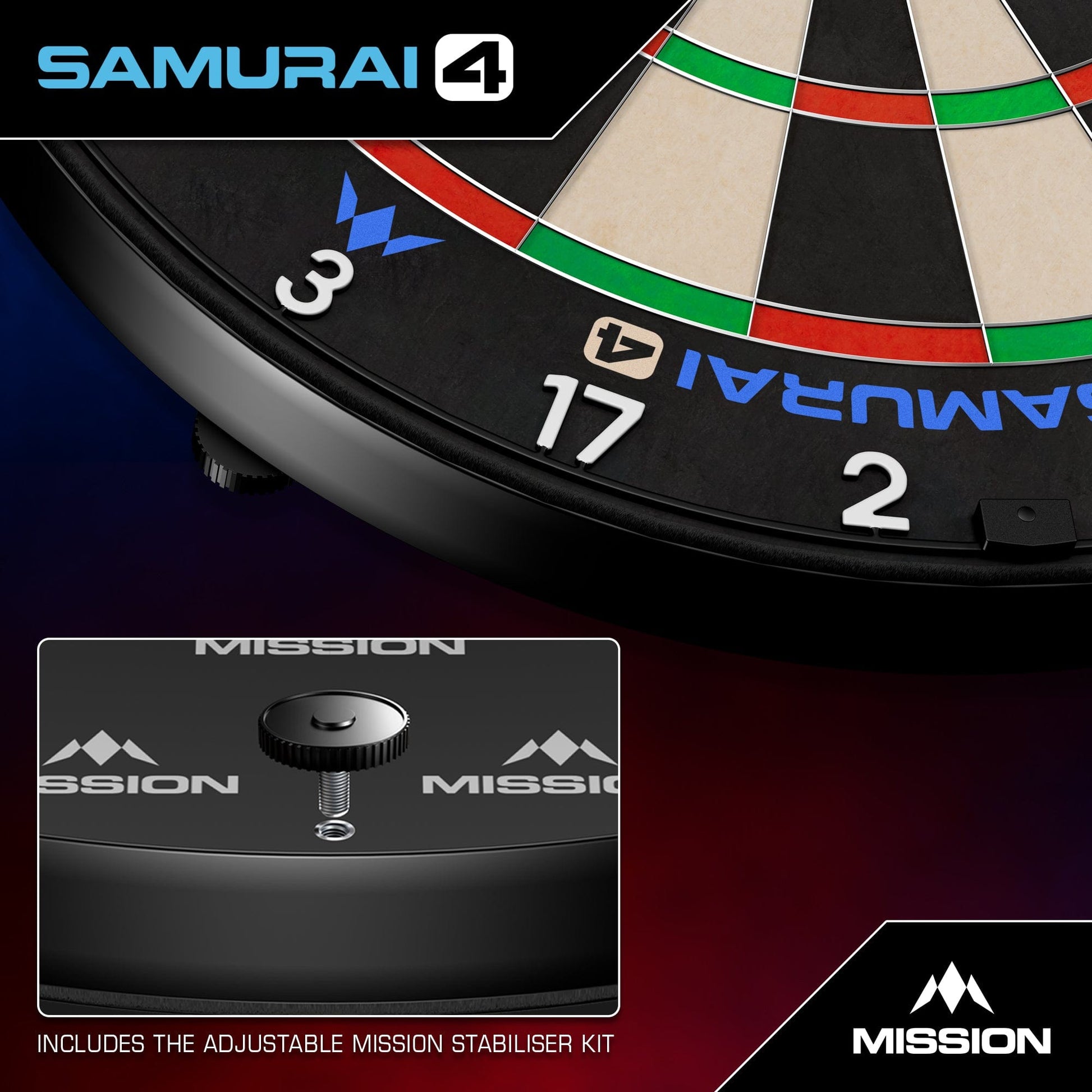 Mission Samurai 4 Dartboard Professional Knife Wire - White Spider