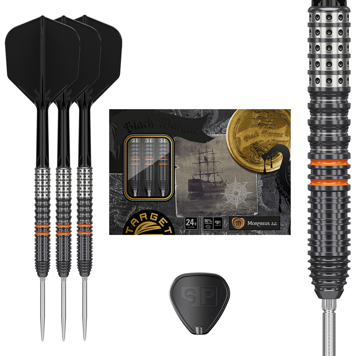 Black Marque Morpheus G2 90% Tungsten Sp Steel Tip Darts By Target Japan
