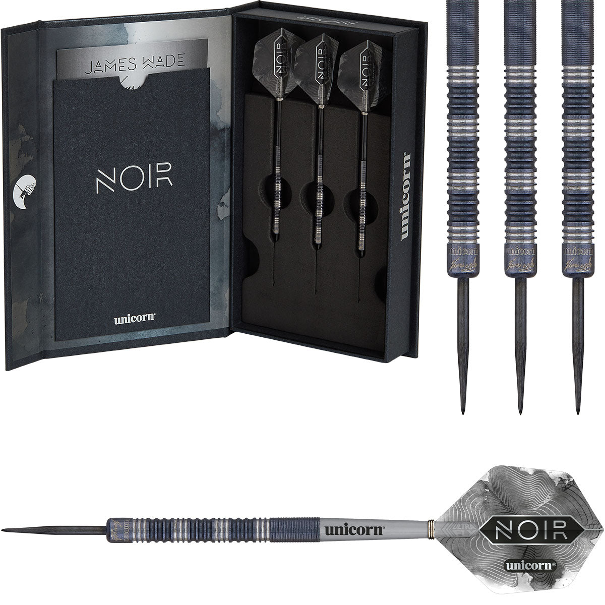 James Wade Noir 90% Tungsten Steel Tip Darts By Unicorn