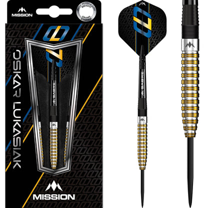 Mission Oskar Lukasiak Darts - Steel Tip - 95% Tungsten - Black & Gold Pvd