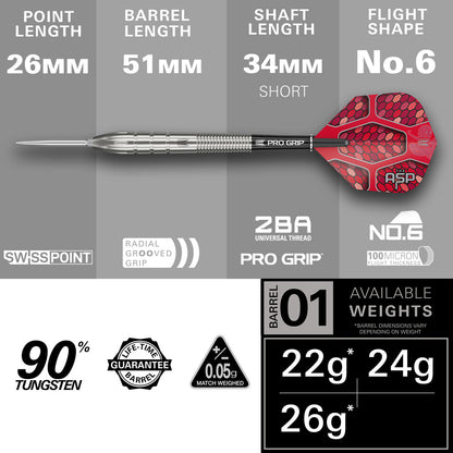 Nathan Aspinall G1 90% Tungsten Sp Steel Tip Darts By Target
