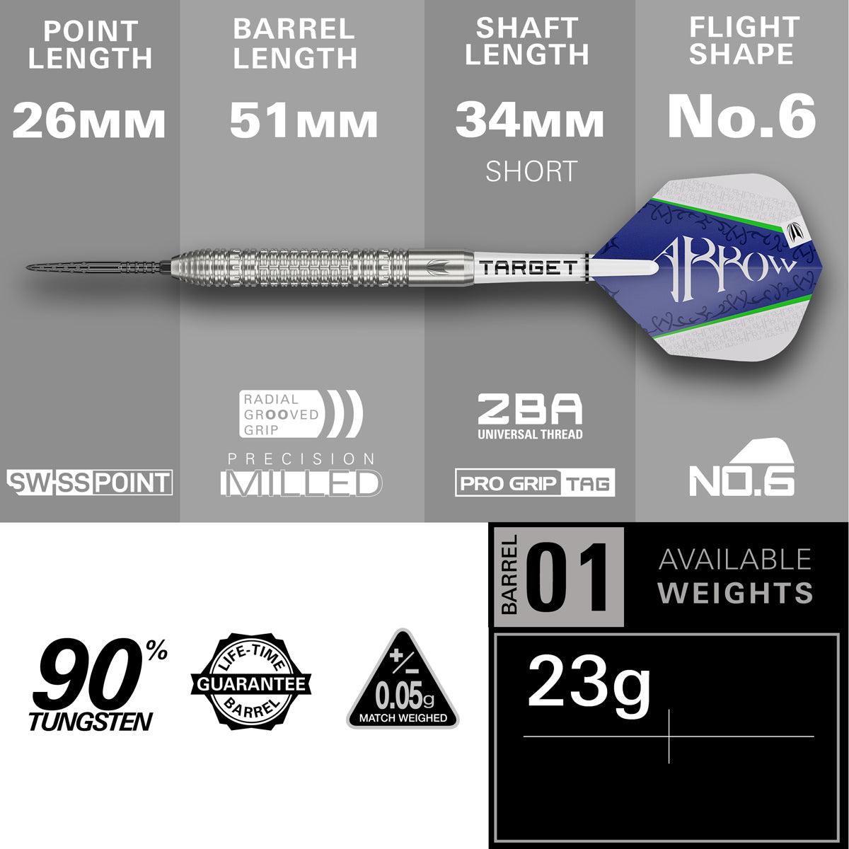 Shane Mcguirk 90% Tungsten Sp Steel Tip Darts By Target