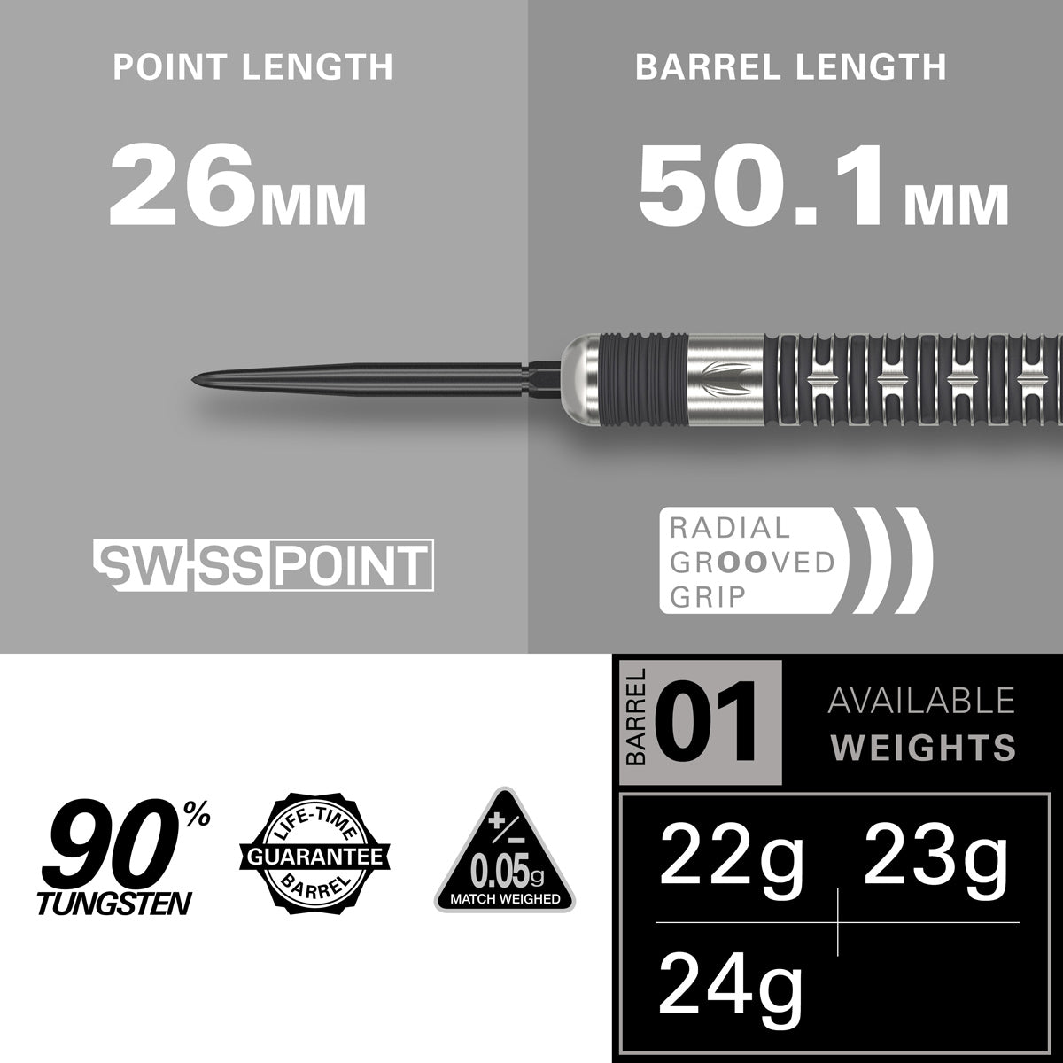 Hollywood Action 90% Tungsten Sp Steel Tip Darts By Target