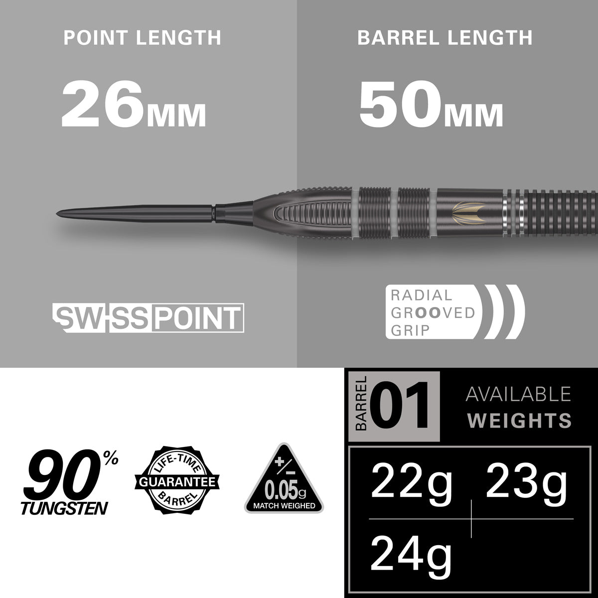 Aspinall X Echo 90% Tungsten Sp Steel Tip Darts By Target