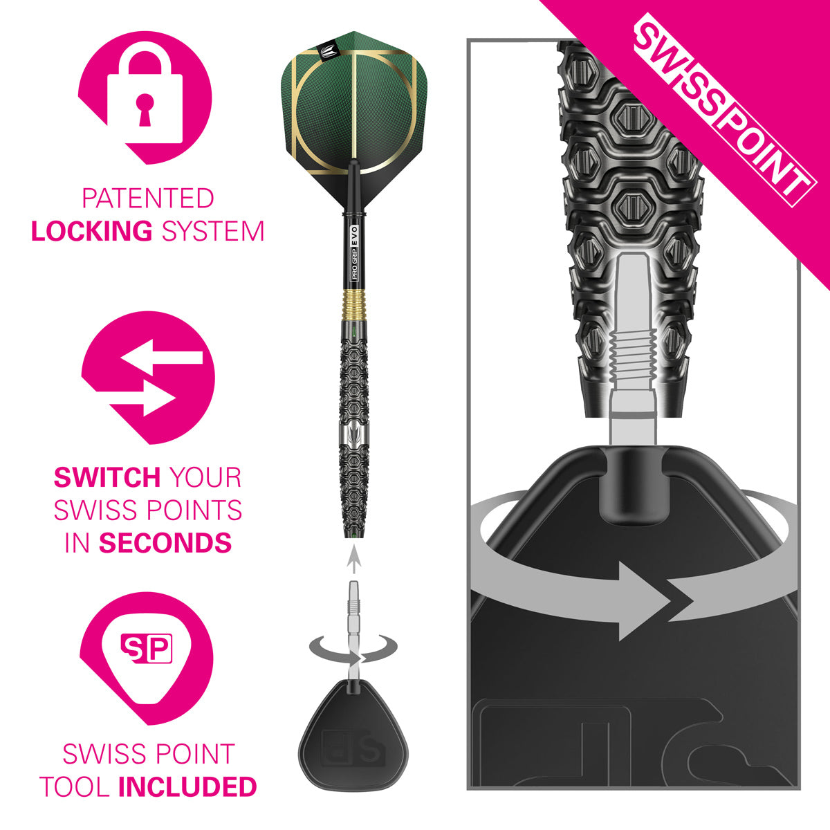 Cult Sp01 90% Tungsten Swiss Point Steel Tip Darts By Target