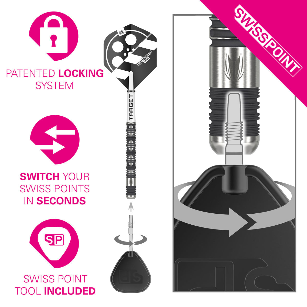 Hollywood Action 90% Tungsten Sp Steel Tip Darts By Target