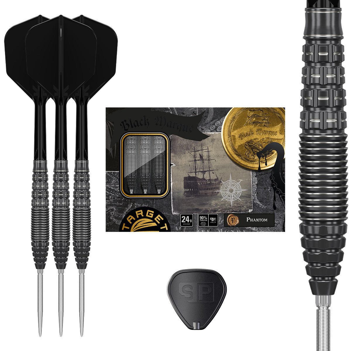 Black Marque Phantom 90% Tungsten Sp Steel Tip Darts By Target Japan