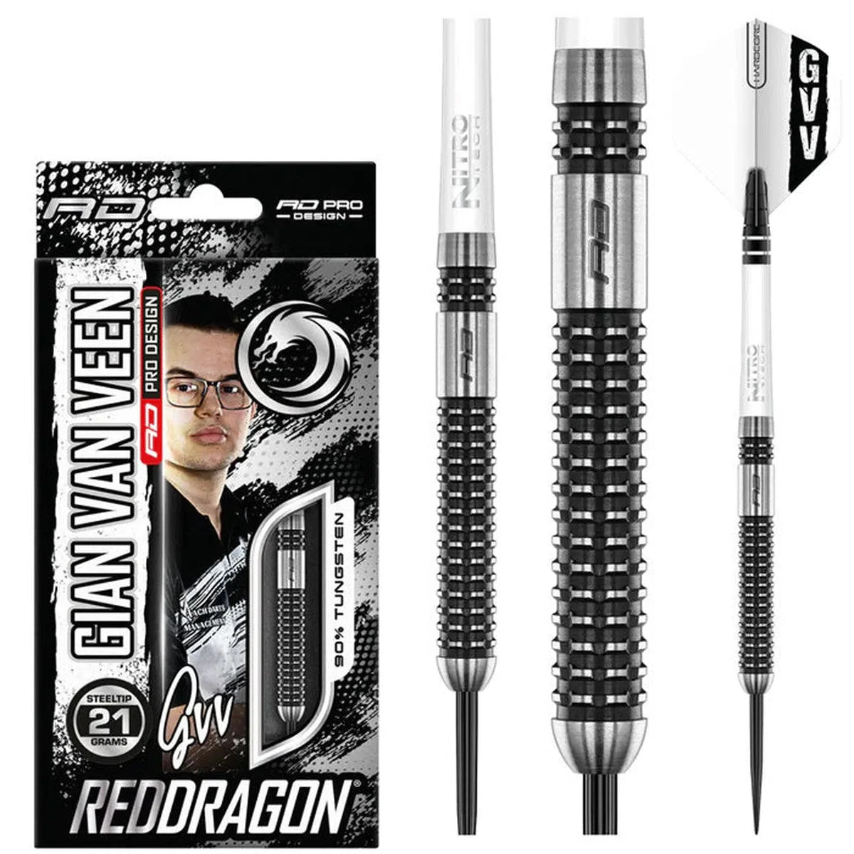 Red Dragon Gian Van Veen Axis Se 90% Tungsten Steel Tip Darts
