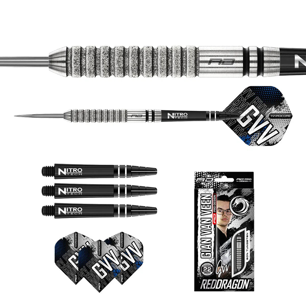 Red Dragon Gian Van Veen Tour Edition 90% Tungsten Steel Tip Darts