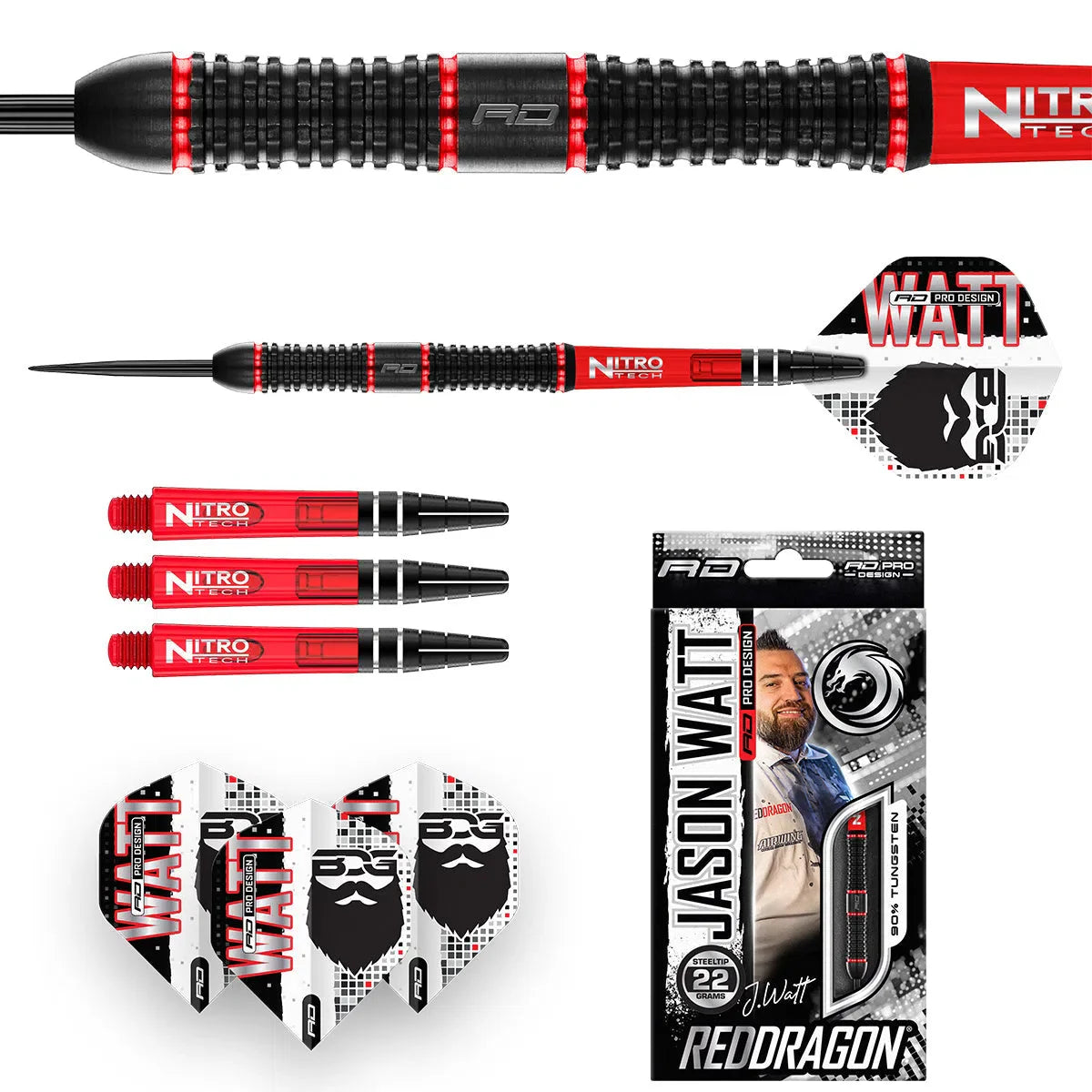 Red Dragon Jason Watt 90% Tungsten Steel Tip Darts